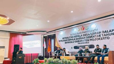 Bawaslu Mojokerto Gelar Sosialisasi Netralitas Kepala Desa se – Kabupaten Mojokerto di Hotel Vanda Trawas