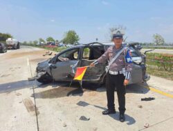 Pick Up Bermuatan Cabai Tabrak Honda Mobilio di Tol Jombang-Mojokerto Akibat Pecah Ban