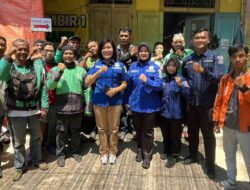 Polres Mojokerto Rayakan HUT Humas Polri ke-73 Bersama Puluhan Driver Ojol dengan Makan Tumpeng