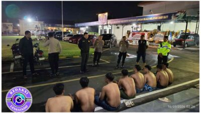 Diduga Akan Tawuran, Sekelompok Pemuda Digelandang ke Polres Mojokerto Kota