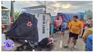 Truk Gandeng Oleng, Tiga Truk dan Satu Motor Terlibat Kecelakaan Beruntun di Mojokerto